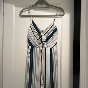Size xs pastel colored tie front jumpsuit